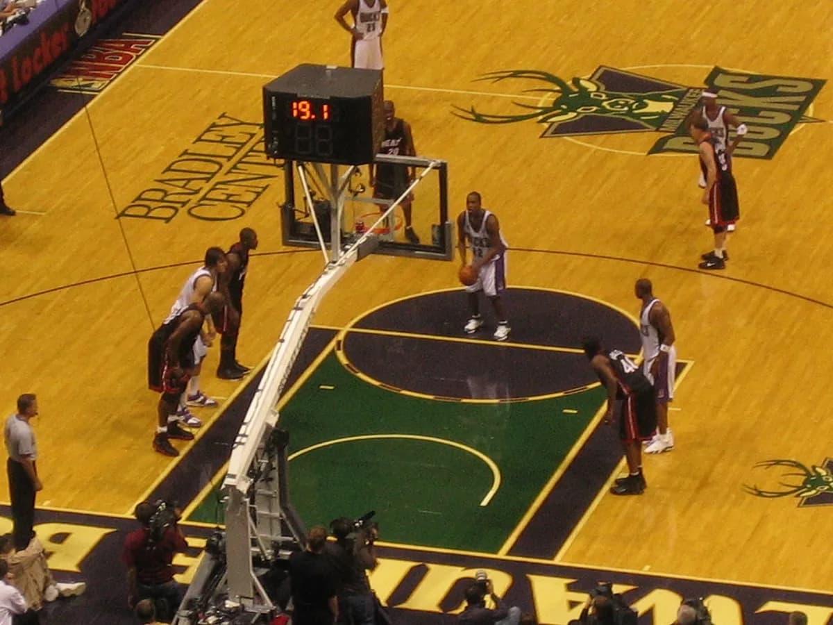 NBA player at the free-throw line during a home game